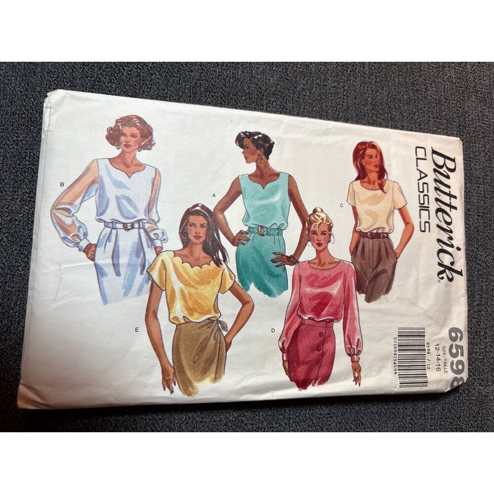 Butterick Classics 6598 Misses Semi-Fitted Blouse Sewing Pattern Size 12-14-16 U